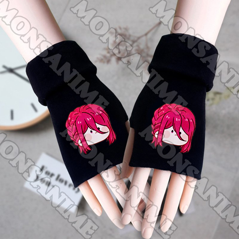 Găng tay len đen BLUE LOCK ver MẶT NGƠ in hình nhân vật anime chibi thời trang ấm áp xinh xắn