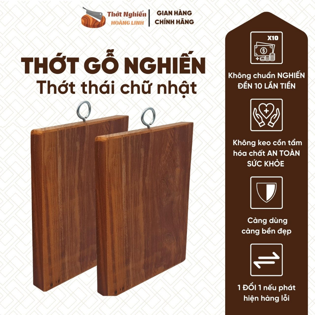 Thớt thái gỗ nghiến chữ nhật Thớt Nghiến Hoàng Linh nguyên mộc an toàn khi sử dụng