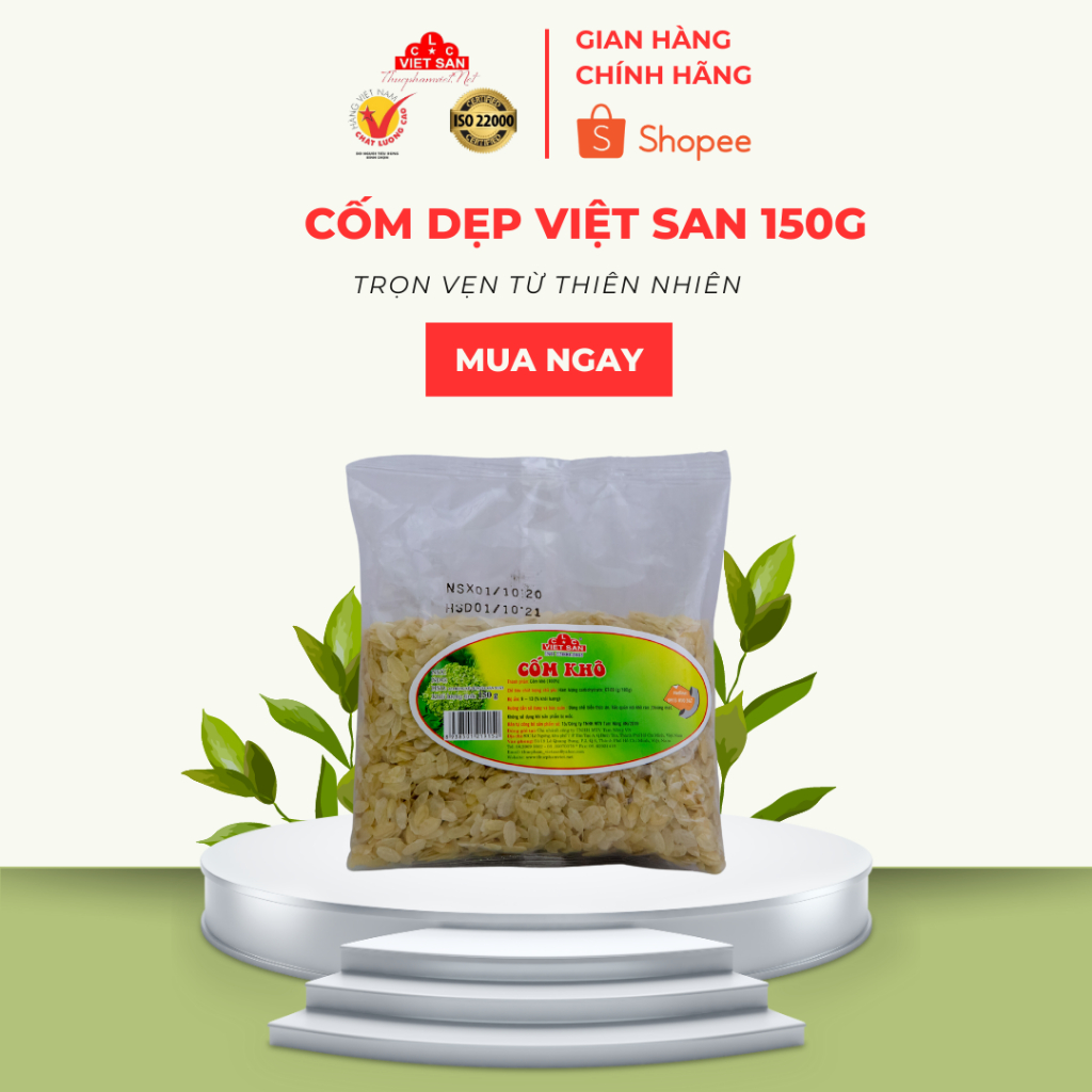 Cốm Dẹp Sấy Khô Việt San Gói 150g