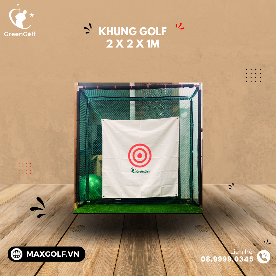 Khung tập golf 2mx2mx0.5m, khung golf, lưới golf, hồng tâm golf chịu lực, hàng chính hãng