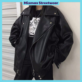 [ORDER-CHẤT DA DÀY LOẠI 1+ẢNH THẬT] Áo khoác da oversize dáng rộng cổ vest unisex nam nữ Ulzzang siêu chất ❤️