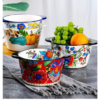 Tô canh,tô đựng hoa quả Âu Mĩ 2L - gốm mĩ nghệ Châu Âu cao cấp, an toàn