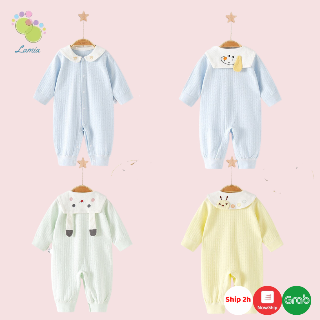 Bộ đồ liền thân body dài tay chất cotton dày dặn cho bé sơ sinh mặc thu đông 𝟐𝟒𝐁𝐃𝐃