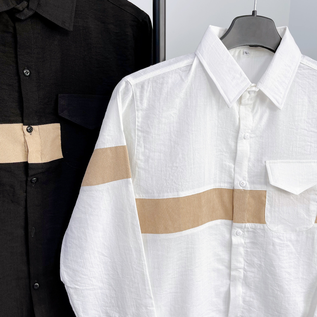 Áo sơ mi nam vải đũi dài tay phối túi hộp họa tiết đơn giản, chất vãi dày dặn cao cấp tinh tế sang trọng❤