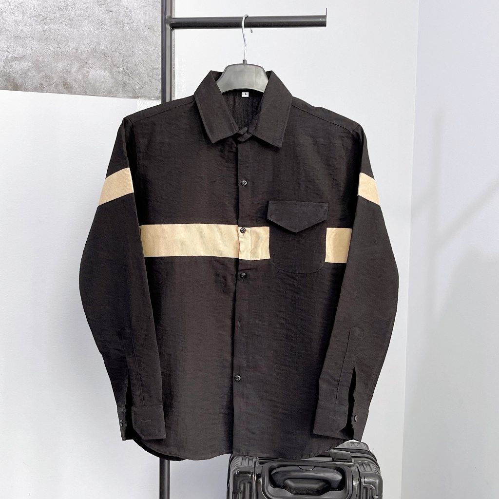 Áo sơ mi nam vải đũi dài tay phối túi hộp họa tiết đơn giản, chất vãi dày dặn cao cấp tinh tế sang trọng❤