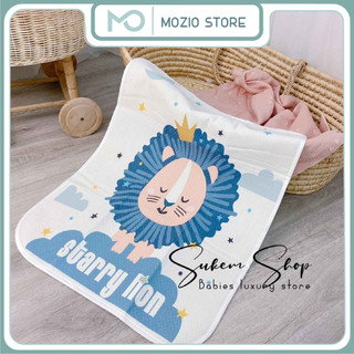 Lót chống thấm bảo vệ bề mặt đệm nôi, cũi sợi Cotton 4D có in hình ngộ nghĩnh cho bé | Tấm lót chống thấm