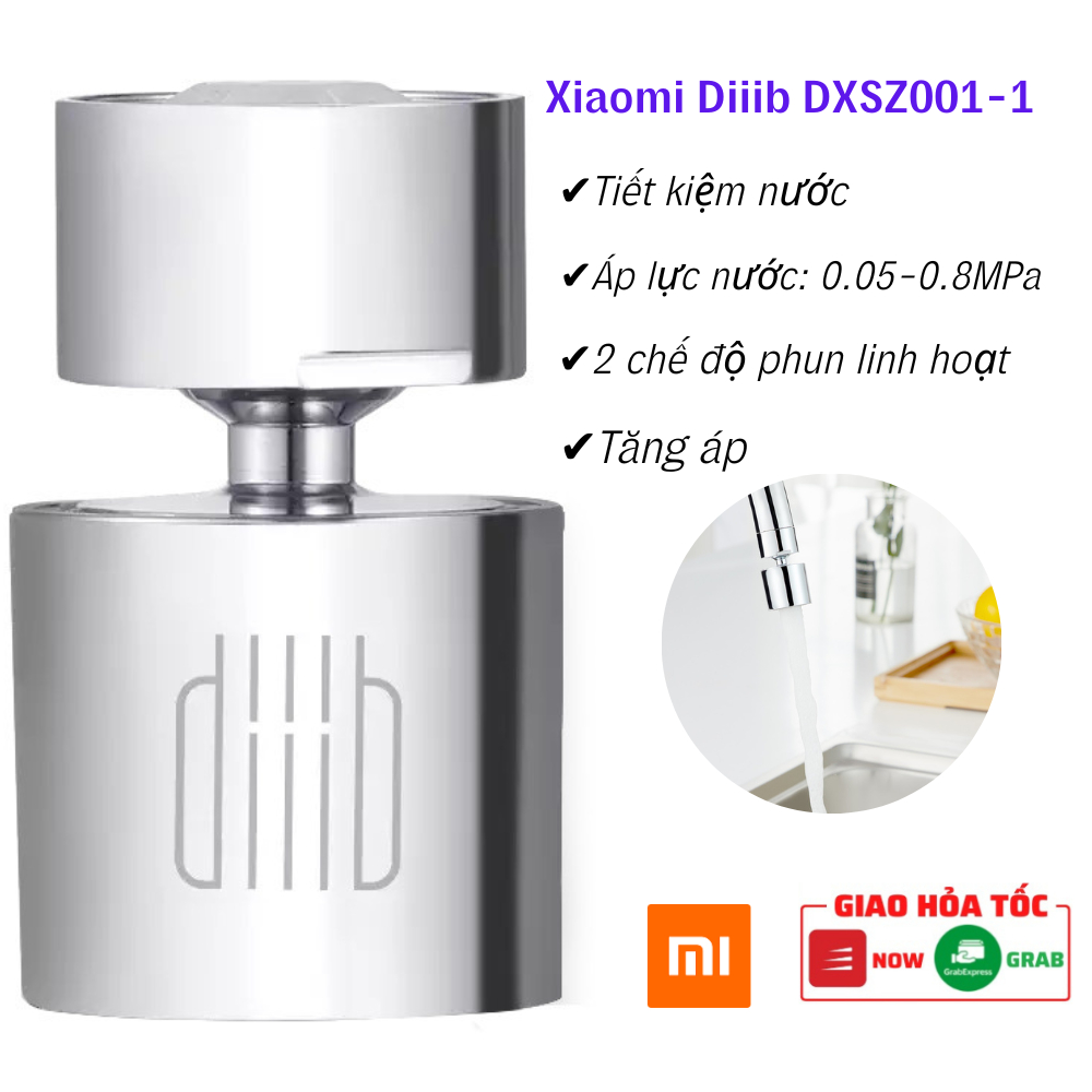 Đầu vòi tăng áp xoay 360 Xiaomi diiib, Đầu vòi rửa chén tạo bọt, Tiết kiệm 1/2 nước, Bảo hành 12 tháng