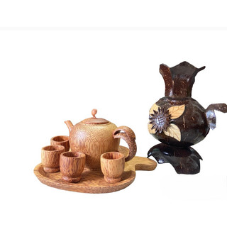 COMBO BỘ BÌNH TRÀ HÌNH TRÁI TÁO ( GỖ DỪA)