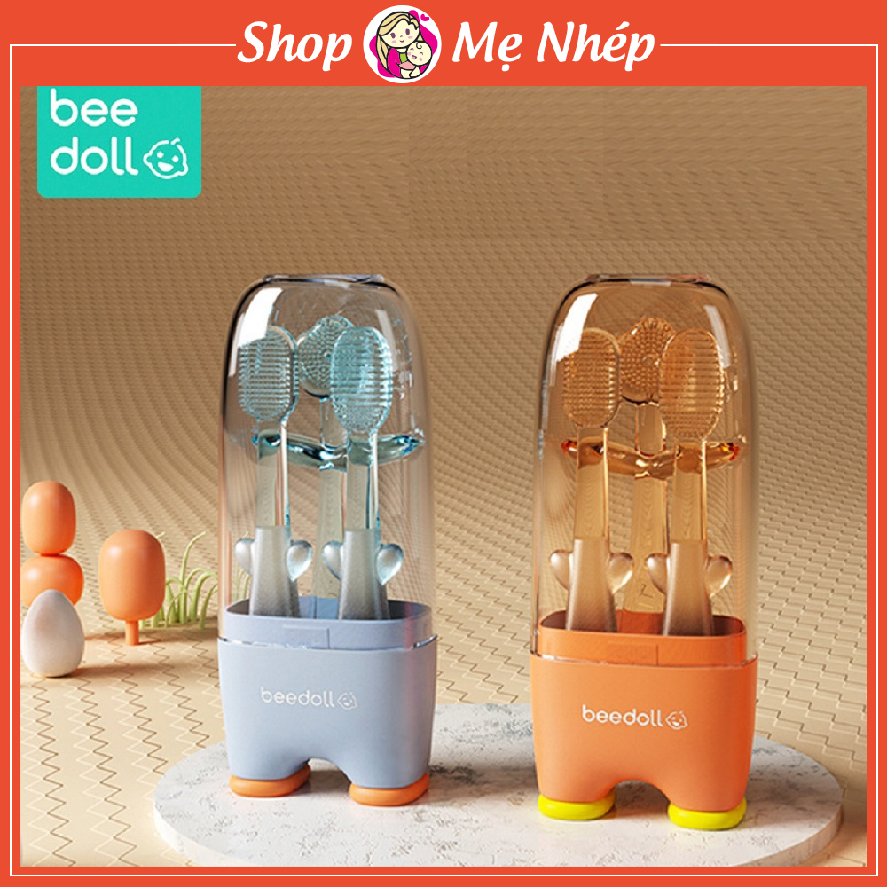 Set 3 Rơ Lưỡi, Tưa Lưỡi + Bàn Chải Silicone Bee Doll Phát Triển Răng Nướu Cho Bé Từ 0-18m