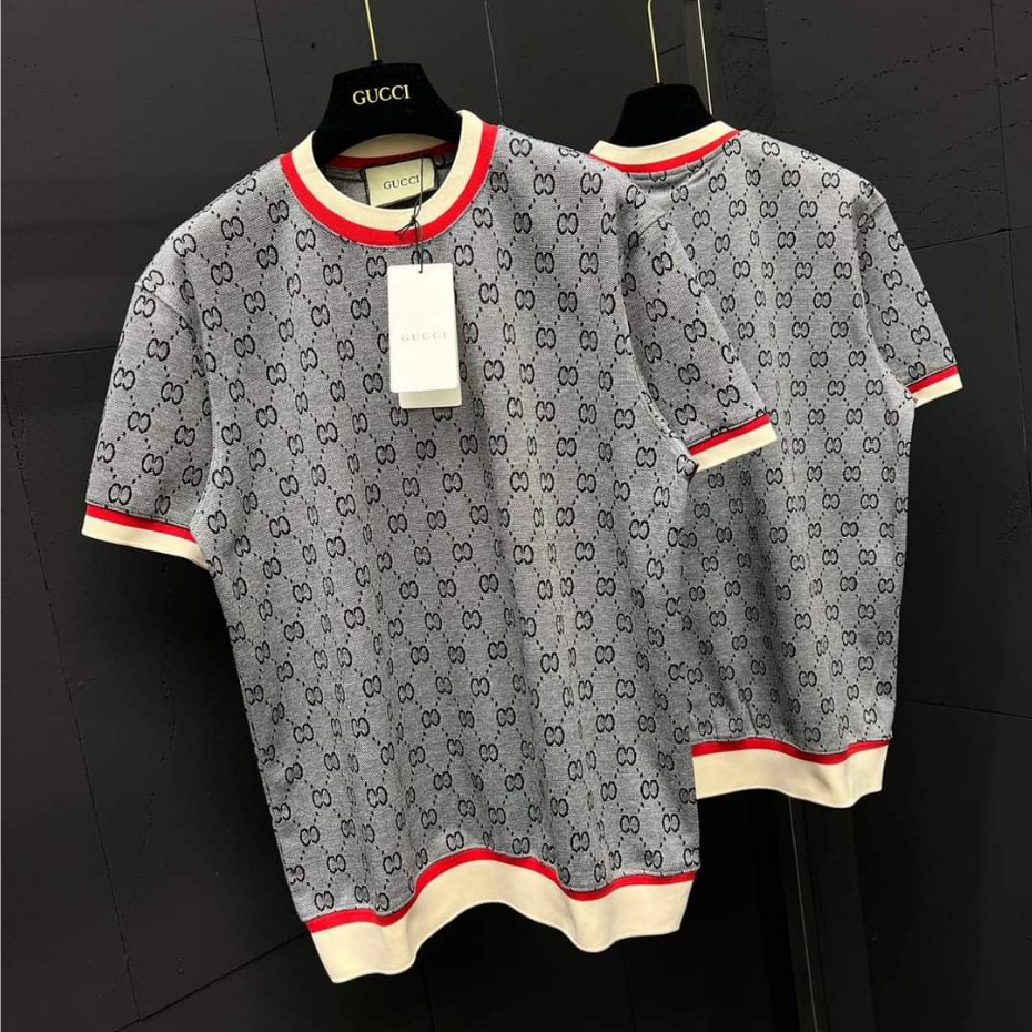 Áo Thun Nam Nữ CC Xám Bo Dệt Cổ Áo 🔥 Chất Cotton 3158 Cao Cấp