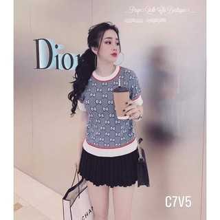 Áo Thun Nam Nữ CC Xám Bo Dệt Cổ Áo 🔥 Chất Cotton 3158 Cao Cấp