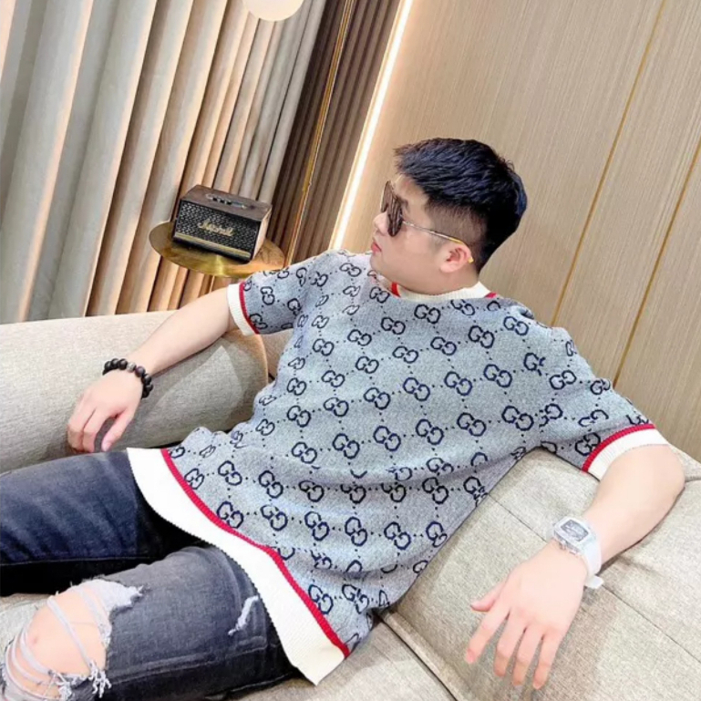 Áo Thun Nam Nữ CC Xám Bo Dệt Cổ Áo 🔥 Chất Cotton 3158 Cao Cấp