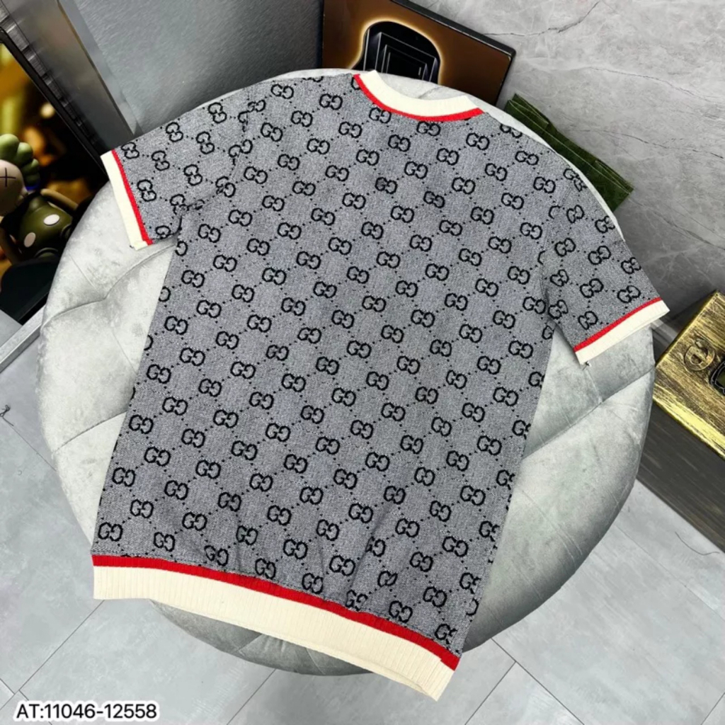 Áo Thun Nam Nữ CC Xám Bo Dệt Cổ Áo 🔥 Chất Cotton 3158 Cao Cấp