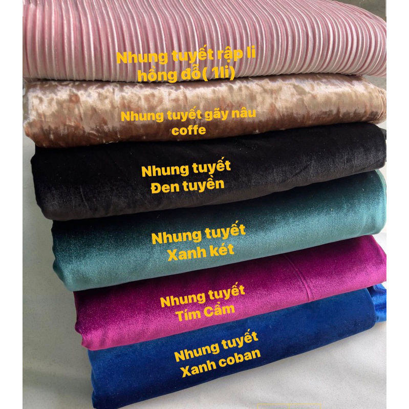 Vải nhung tuyết , tuyet gãy, nhung rập li hàn quốc( hàng cây may váy, áo dài, sét bộ nhung…)