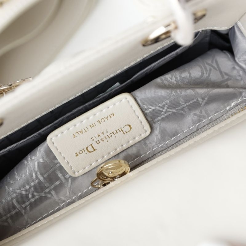 Túi Dio Lady 5 Ô Da Lì Tag Vàng Full2Box Nam Châm Spsl