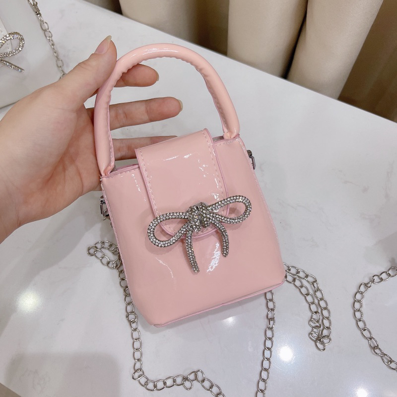 Túi xách nữ đeo chéo mini Nơ dáng hộp có quai xách cầm tay xinh xắn bản 5 màu