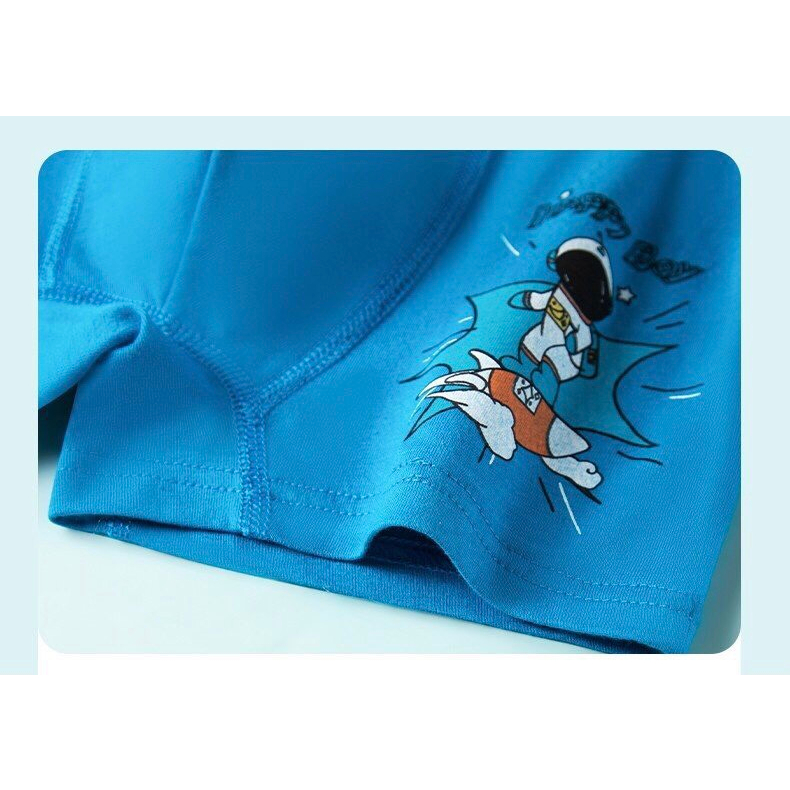 Combo 4 quần sịp bé trai cotton họa tiết xanh cam độc đáo, quần chíp bé trai từ 12-45kg
