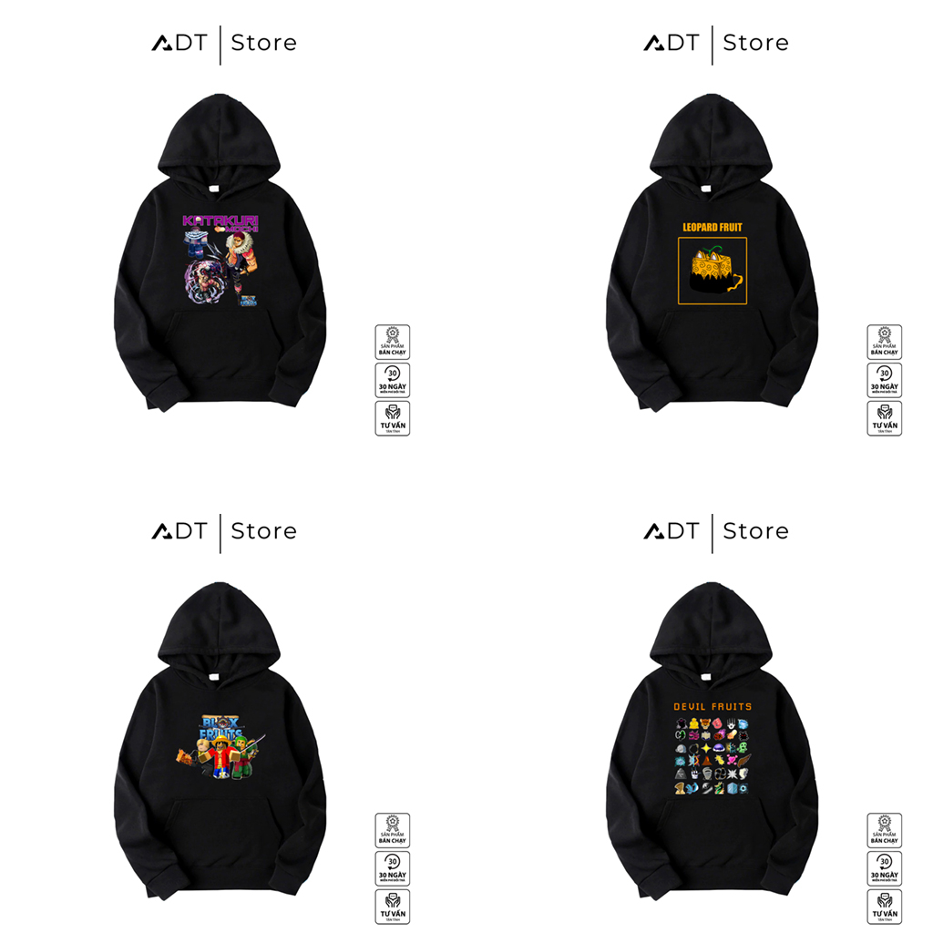 Mẫu Áo Hoodie ADTStore x Games Blox Fruits in 2 mặt cực HOT