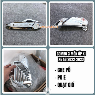 Bộ ốp xe airblade đời 2023, 2023 - gồm 3 món ốp pô, pô e, quạt gió xe air blade - nhựa xi