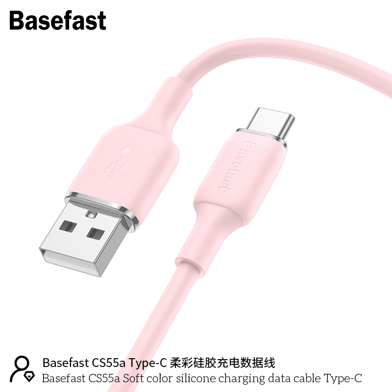 Cáp sạc nhanh Type c chính hãng Basafast dây silicon chống quá tải nhiệt cho androi samsung xiaomi