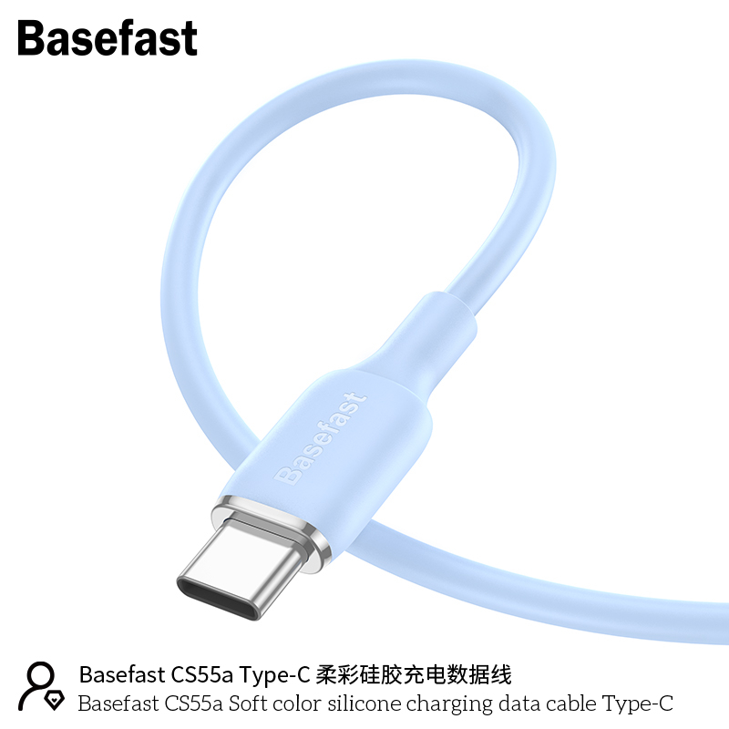 Cáp sạc nhanh Type c chính hãng Basafast dây silicon chống quá tải nhiệt cho androi samsung xiaomi