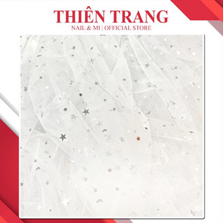 Lưới chụp ảnh mẫu nail-lưới chụp trang trí nail- vải Voan lưới ren đính trăng sao