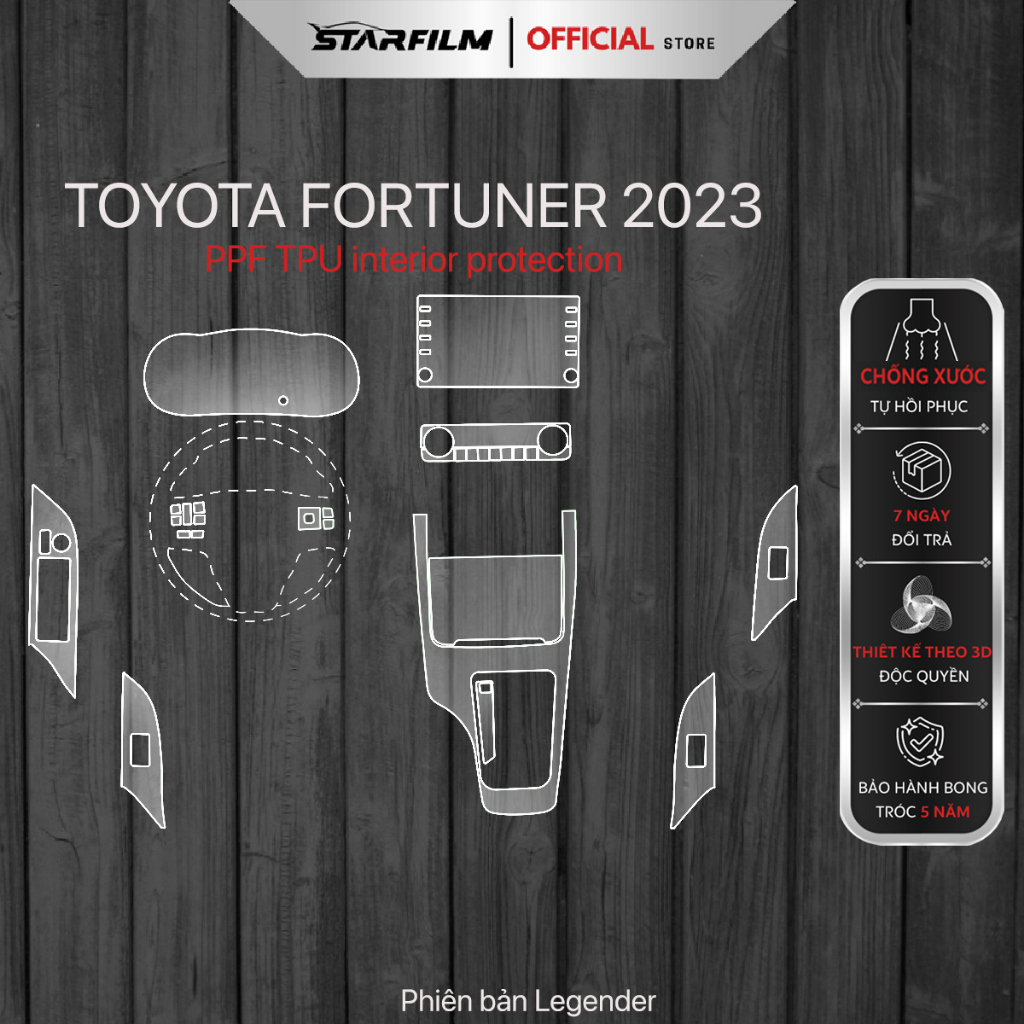 Toyota Fortuner 2023 PPF TPU nội thất chống xước tự hồi phục STARFILM