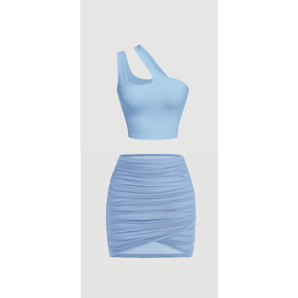 [Hàng order Shein] SET mix chân váy xanh blue sẵn chân xs ạ