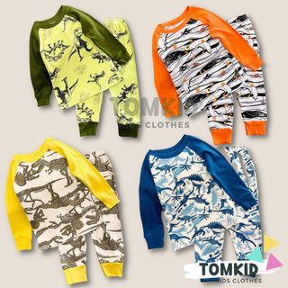 8-26kg Đồ bộ dài tay bé trai đồ ngủ cho bé chất cotton loại 1 phối tay trơn thoáng mát Tomkids