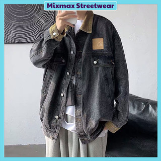 Áo khoác bò mix nhung phối màu retro oversize Ulzzang form rộng oversize unisex siêu chất ❤️