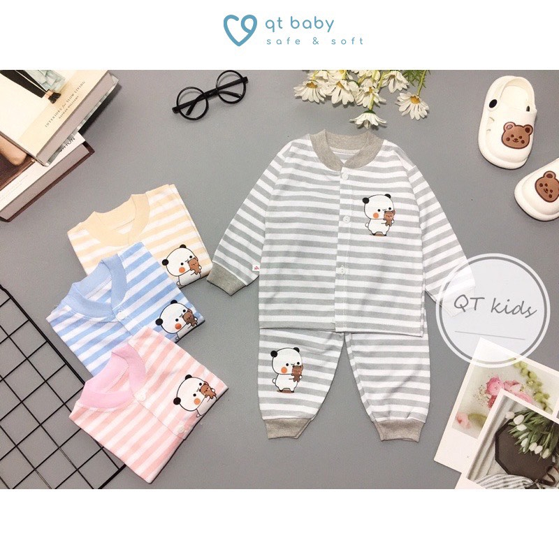 Bộ thu đông dài tay nỉ kẻ cho bé sơ sinh
