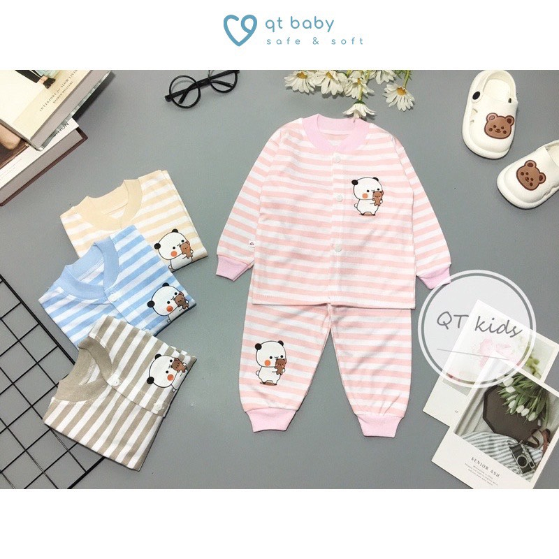 Bộ thu đông dài tay nỉ kẻ cho bé sơ sinh