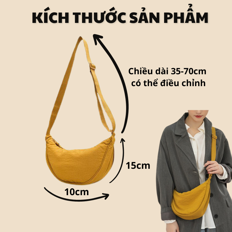 Túi Đeo Chéo Mino Bao Tử Vải Canvas Xách Tay Kẹp Nách Thời Trang Cá Tính