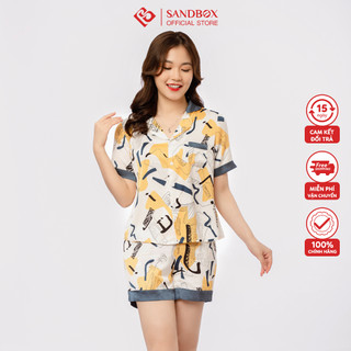 Đồ Bộ Nữ SANDBOX Pijama Quần Đùi, Áo Cộc Tay Chất Lụa Satin Nhật Cao Cấp Thiết Kế Phối Trẻ Trung Mềm Mại(BLD22003)
