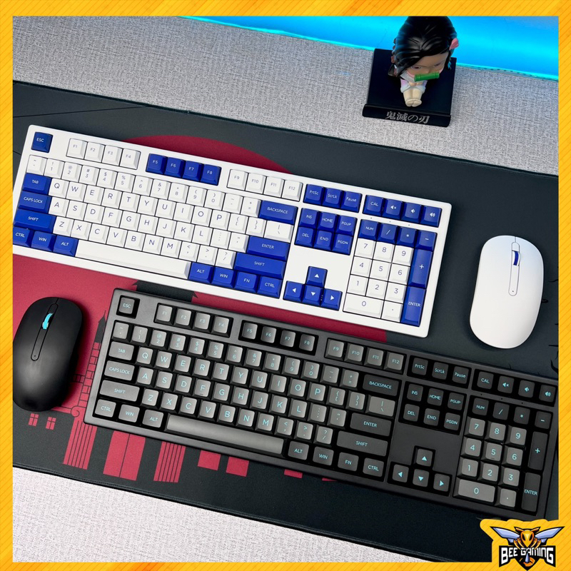 Bộ bàn phím chuột không dây AKKO Monsgeek MX108 Blue On White / Black & Cyan )