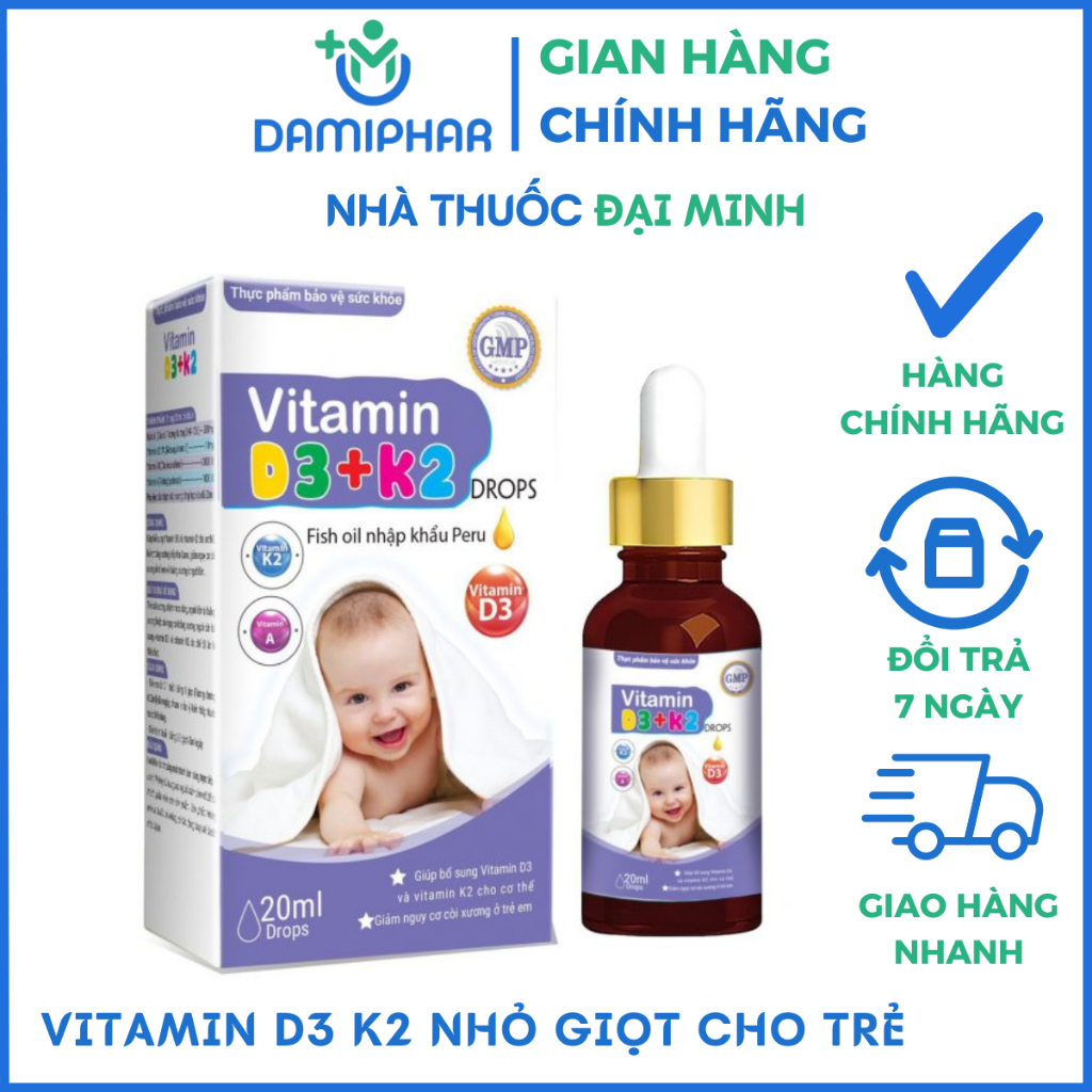 Vitamin D3 K2 Nhỏ Giọt Lọ 20ml - Bổ Sung Vitamin D3 K2 Cho Trẻ Sơ Sinh Và Trẻ Nhỏ