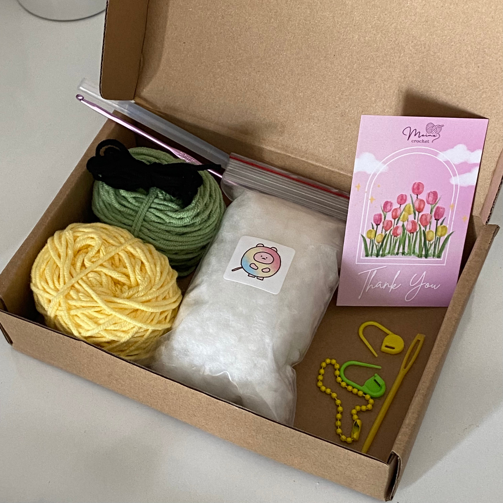 DIY - Set Nguyên liệu móc MÓC KHÓA HOA TULIP - Nhiều màu, kèm hướng dẫn chi tiết