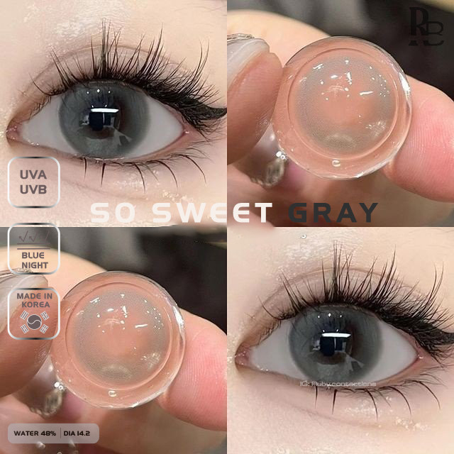 Kính Áp Tròng RUBYEYES Tặng Khay Gương Dụng Cụ BST BEARLENS So Sweet Gray