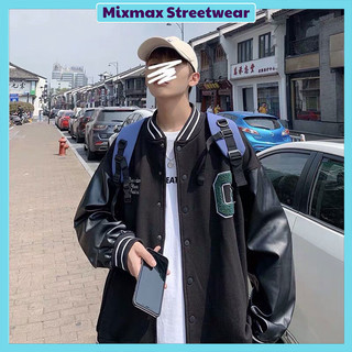 [ORDER+ẢNH THẬT] Áo khoác varsity jacket bóng chày nam dáng rộng chất dạ mix da huy hiệu Ulzzang siêu chất ❤️