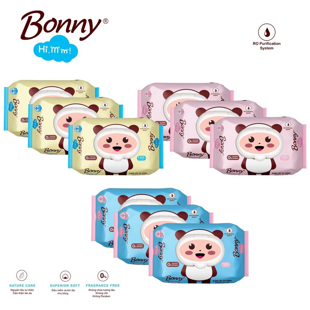 Khăn giấy ướt Bonny cao cấp cho bé.
