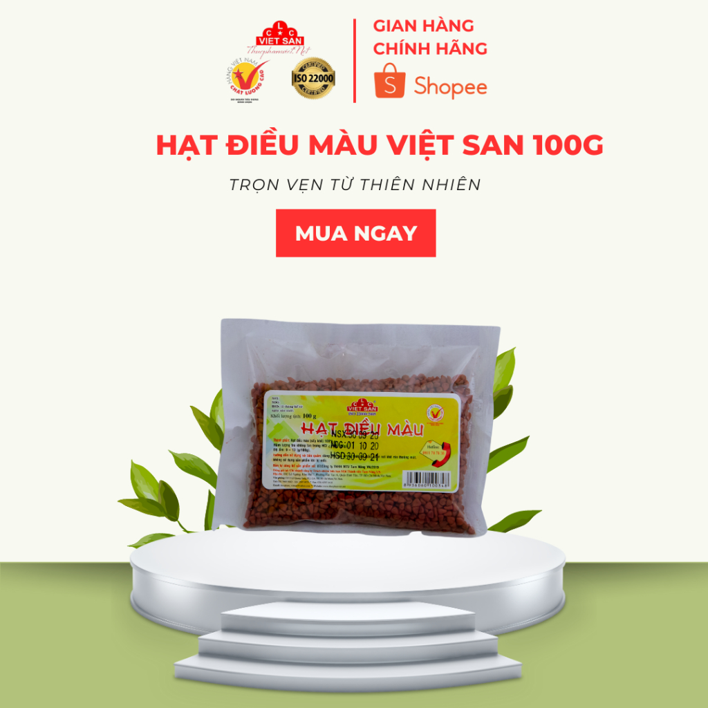 Hạt Điều Màu Việt San 100g | Tạo Màu Tự Nhiên Cho Món Ăn | Không Chất Bảo Quản – An Toàn Sức Khỏe