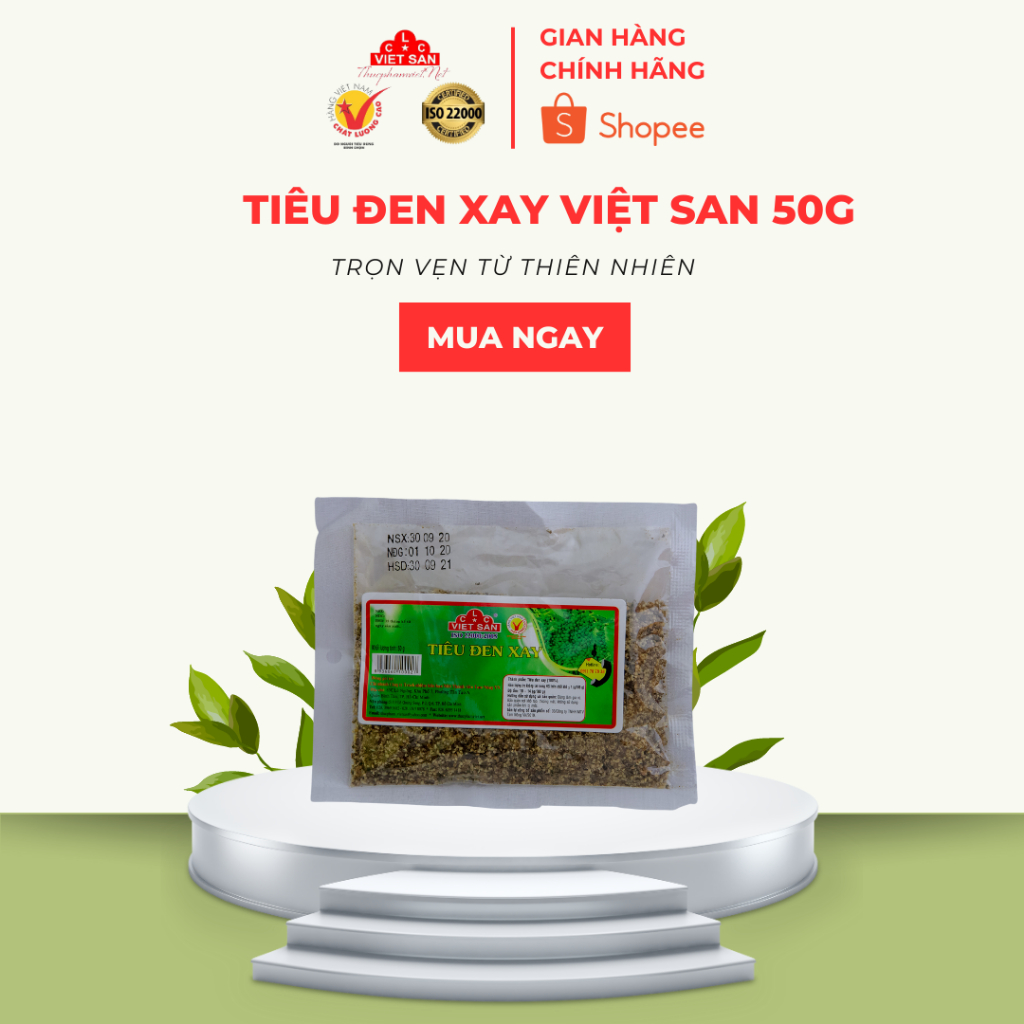 [Túi 1KG Sỉ] Tiêu Đen / Tiêu Sọ Việt San (Hạt & Xay) - Cay Nồng Tự Nhiên, Thơm Đậm Đà (Giá Tiết Kiệm)