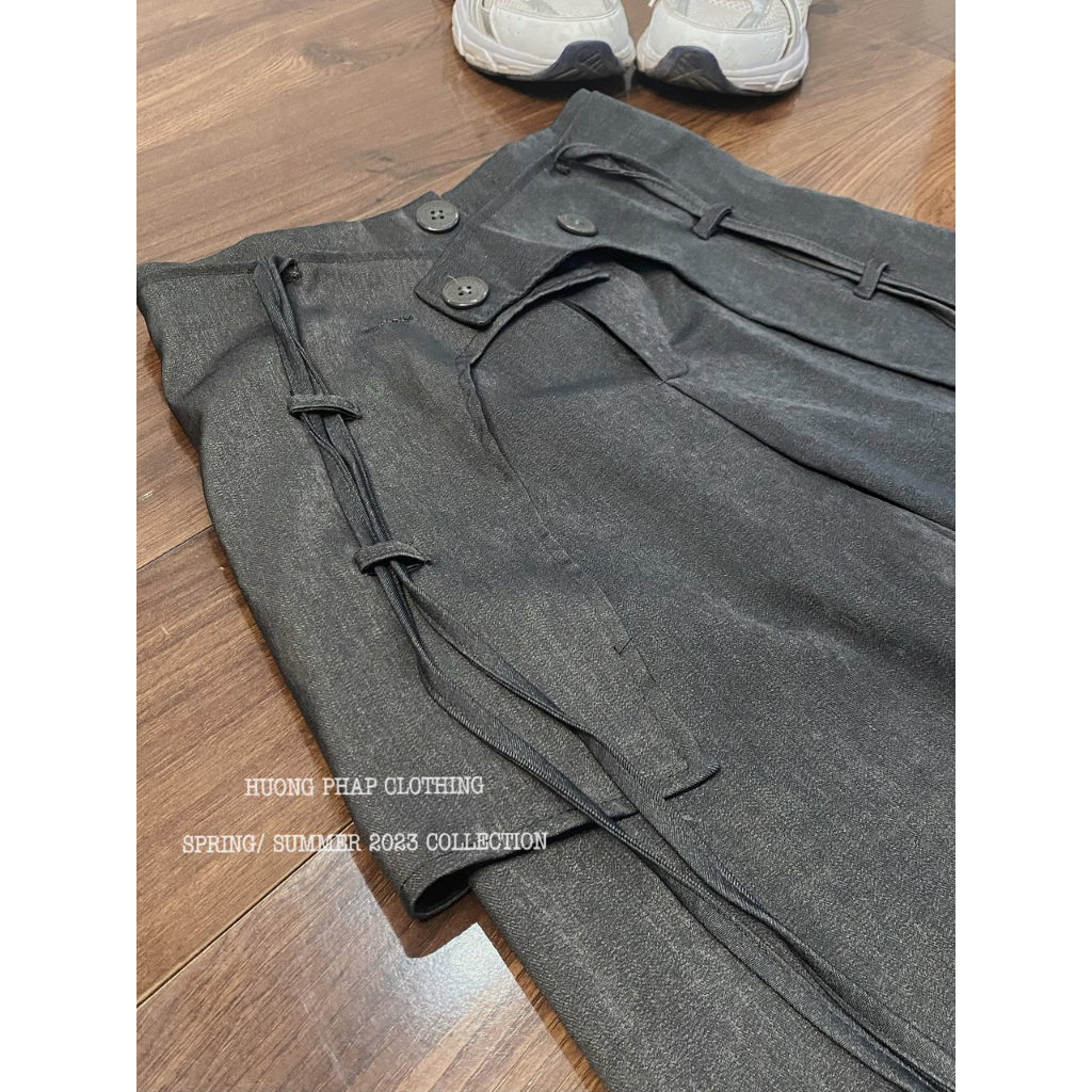 Set Áo Croptop Đen Mix Quần Vải Xuông Túi Hộp Nhăn Cool Ngầu Phong Cách Ulzzang Unisex HuongPhapClothing