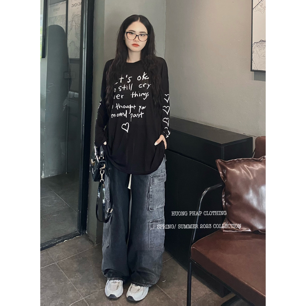 Áo Thun Giấy Dài Tay 2 Màu Trắng Đen Cool Ngầu Phong Cách Ulzzang Unisex HuongPhapClothing