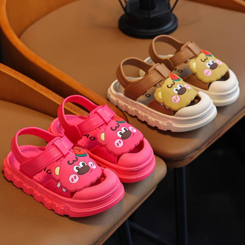 Giày quai dán cho bé trai bé gái hình mèo dâu siêu đẹp size to lùi size