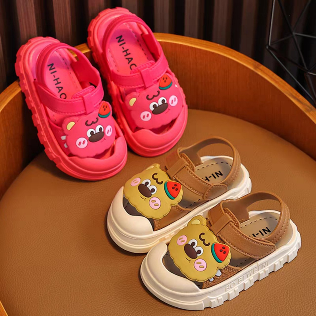 Giày quai dán cho bé trai bé gái hình mèo dâu siêu đẹp size to lùi size