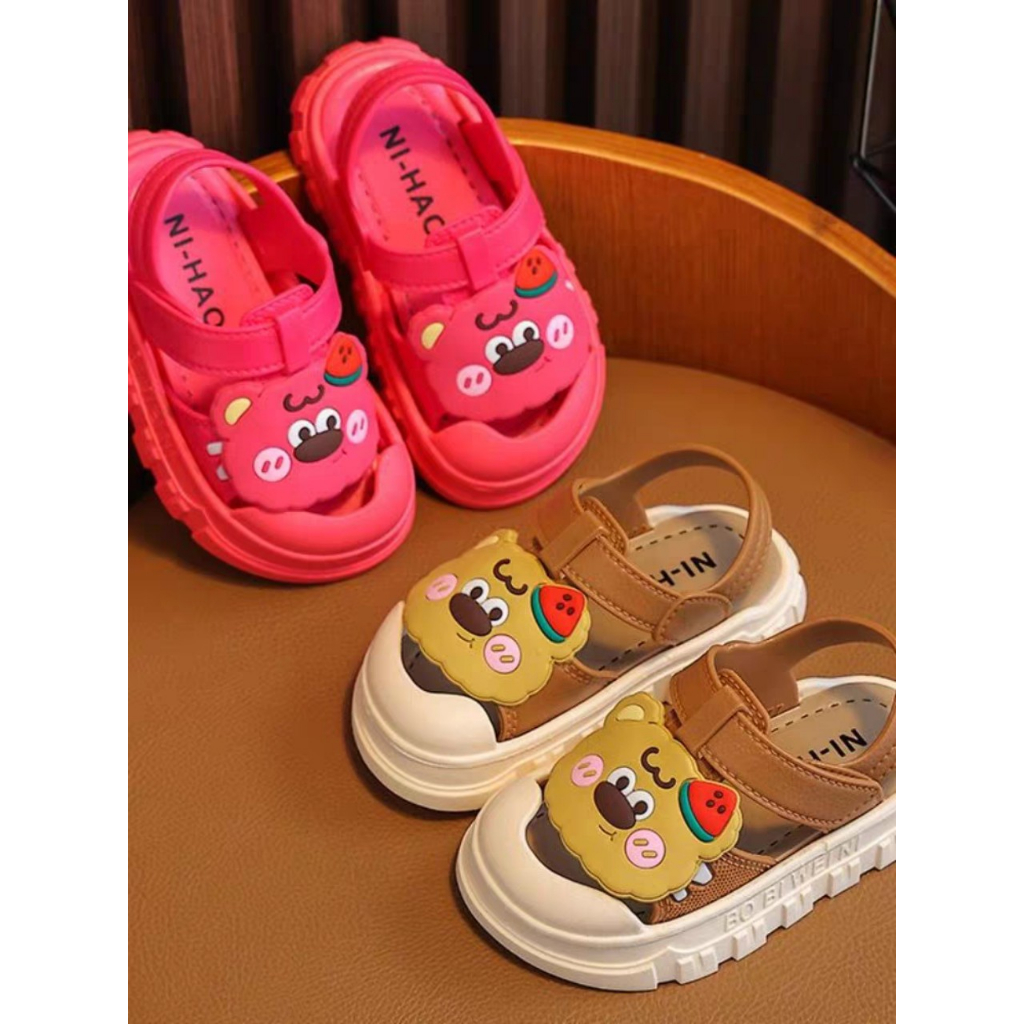 Giày quai dán cho bé trai bé gái hình mèo dâu siêu đẹp size to lùi size