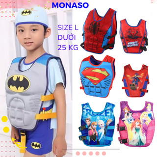 Áo Phao Bơi Cho Bé Tập Bơi Liền Thân dưới 25kg Hình siêu nhân, người nhện, công chúa elsa cho bé trai bé gái PB MONASO