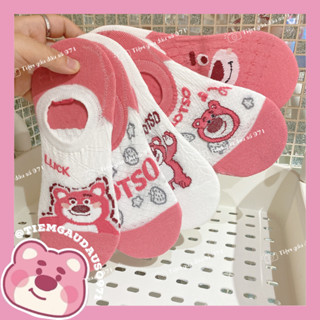 (Sẵn HCM - Hỏa tốc) Set 5 đôi vớ / tất Gấu Dâu Lotso Hồng Trắng Cực Xinh