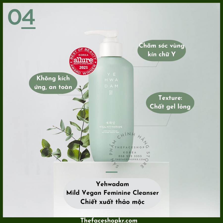 Dung Dịch Vệ Sinh Phụ Nữ Thảo Mộc Đông Y THE FACE SHOP Yehwadam Mild Vegan Intimate Wash 200ml